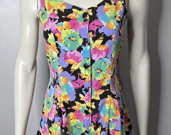 Vintage 80s Neon Floral Romper