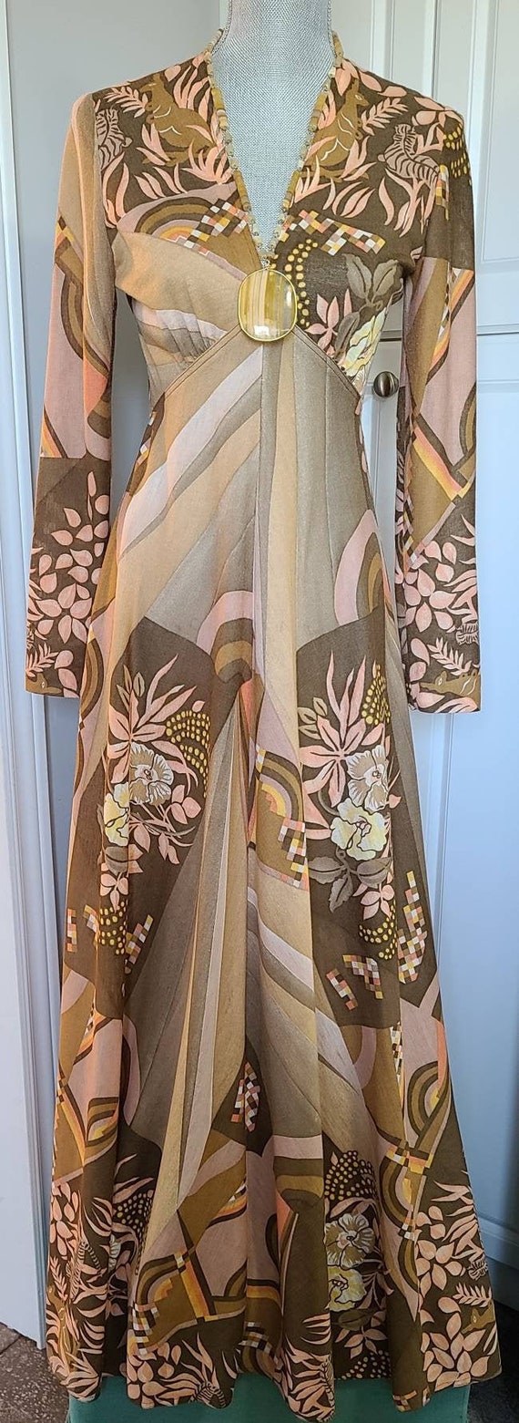 Vintage 70s Victor Costa Dress Novelty 