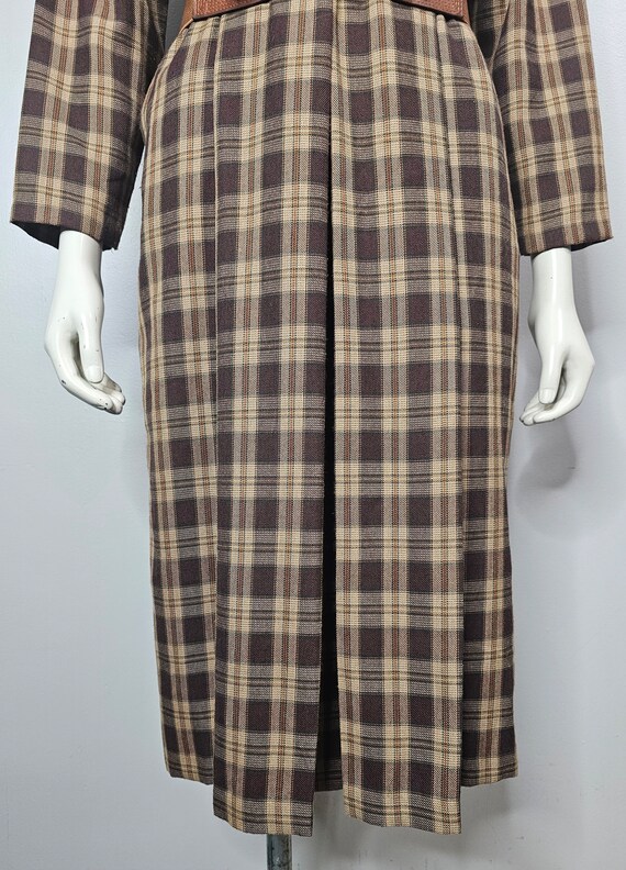 Vintage 1960s Plaid Dress, Brown Plaid, Fall/Autu… - image 4