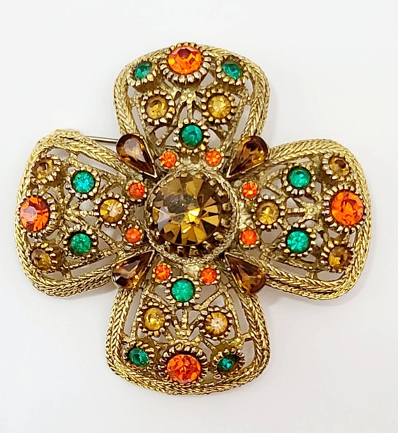 Vintage 1960s Maltese Cross, Cross Brooch, Maltese