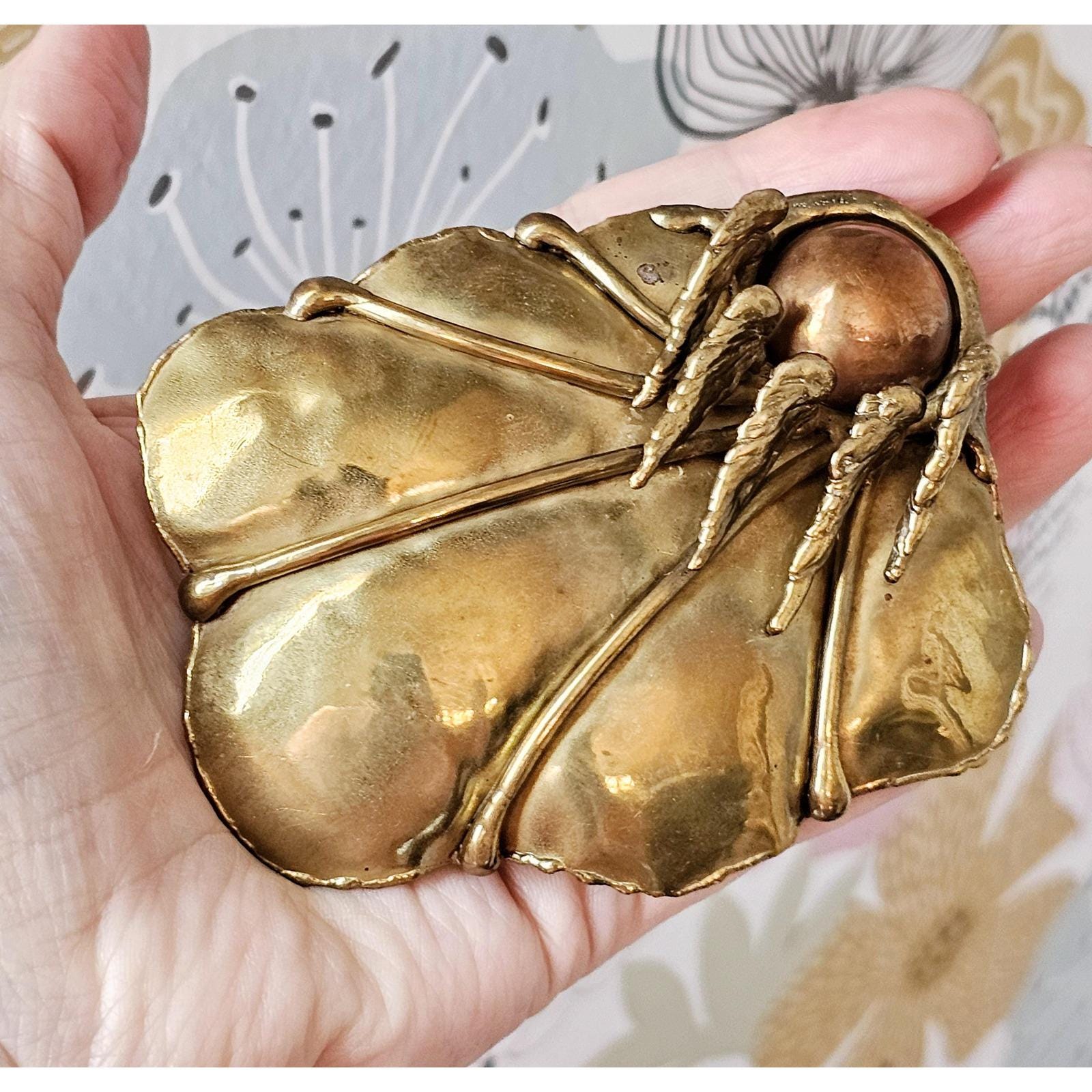 Vintage 1970s Brutalist Style Angel Wing Brass & Copper Belt  display picture 3