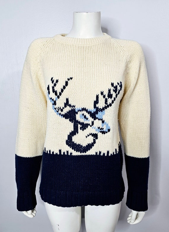 Vintage 1970s Deer Sweater, Novelty, Knit, Made i… - image 1