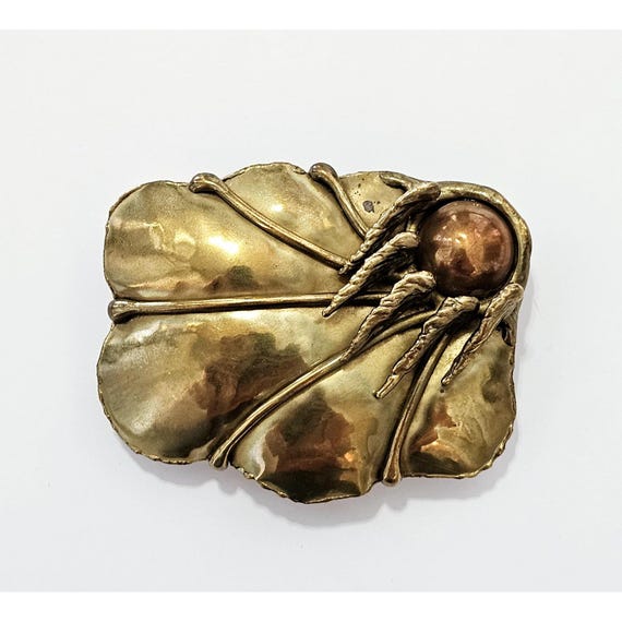 1970 Hippie Buckle Modernist Brutalist Angel Wings Vintage 1970s Brutalist Style Angel Wing Brass & Copper Belt  main image 3