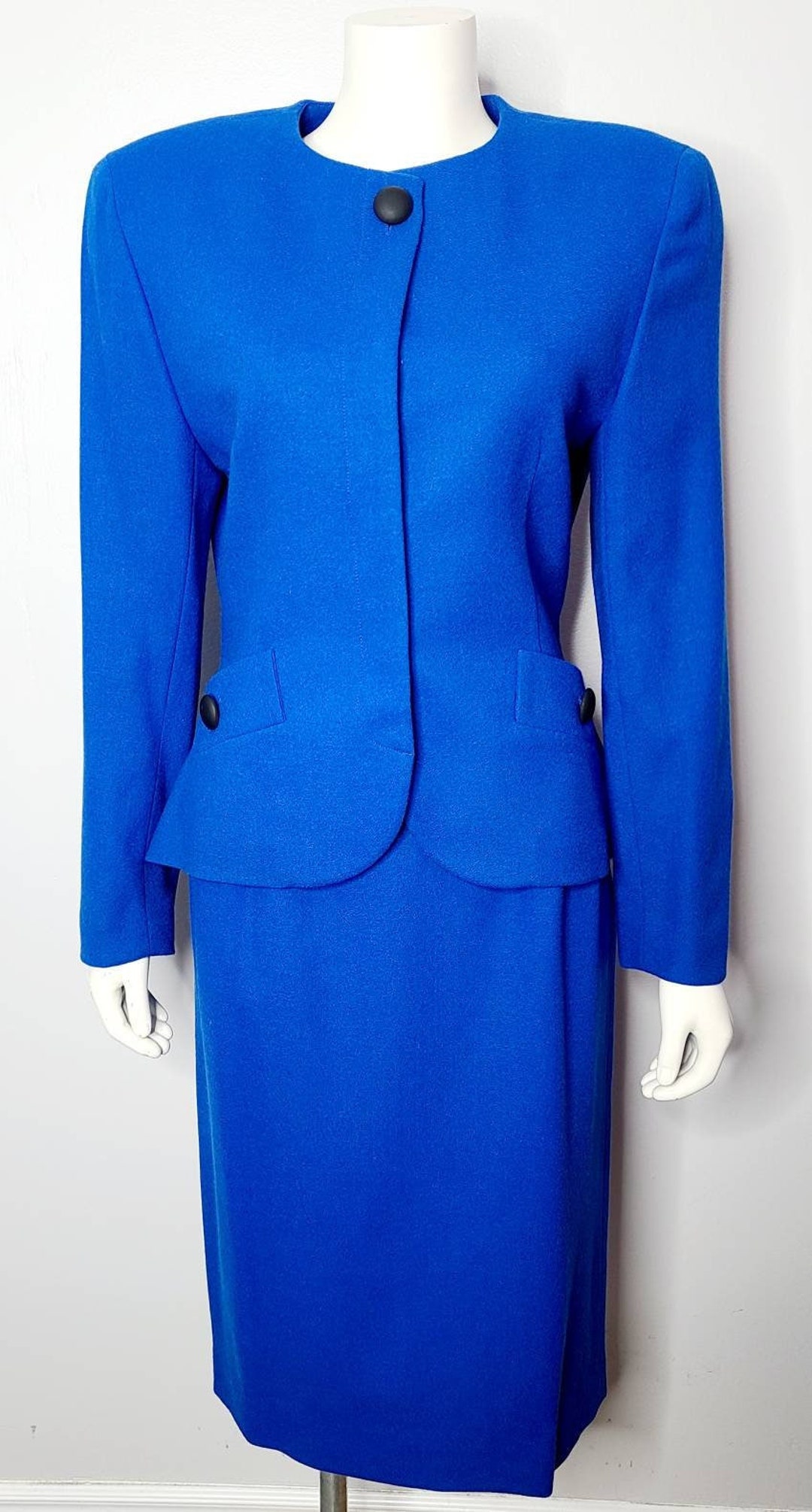 Vintage Christian Dior Suit 1980s Dior Skirt Suit Blue Suit - Etsy