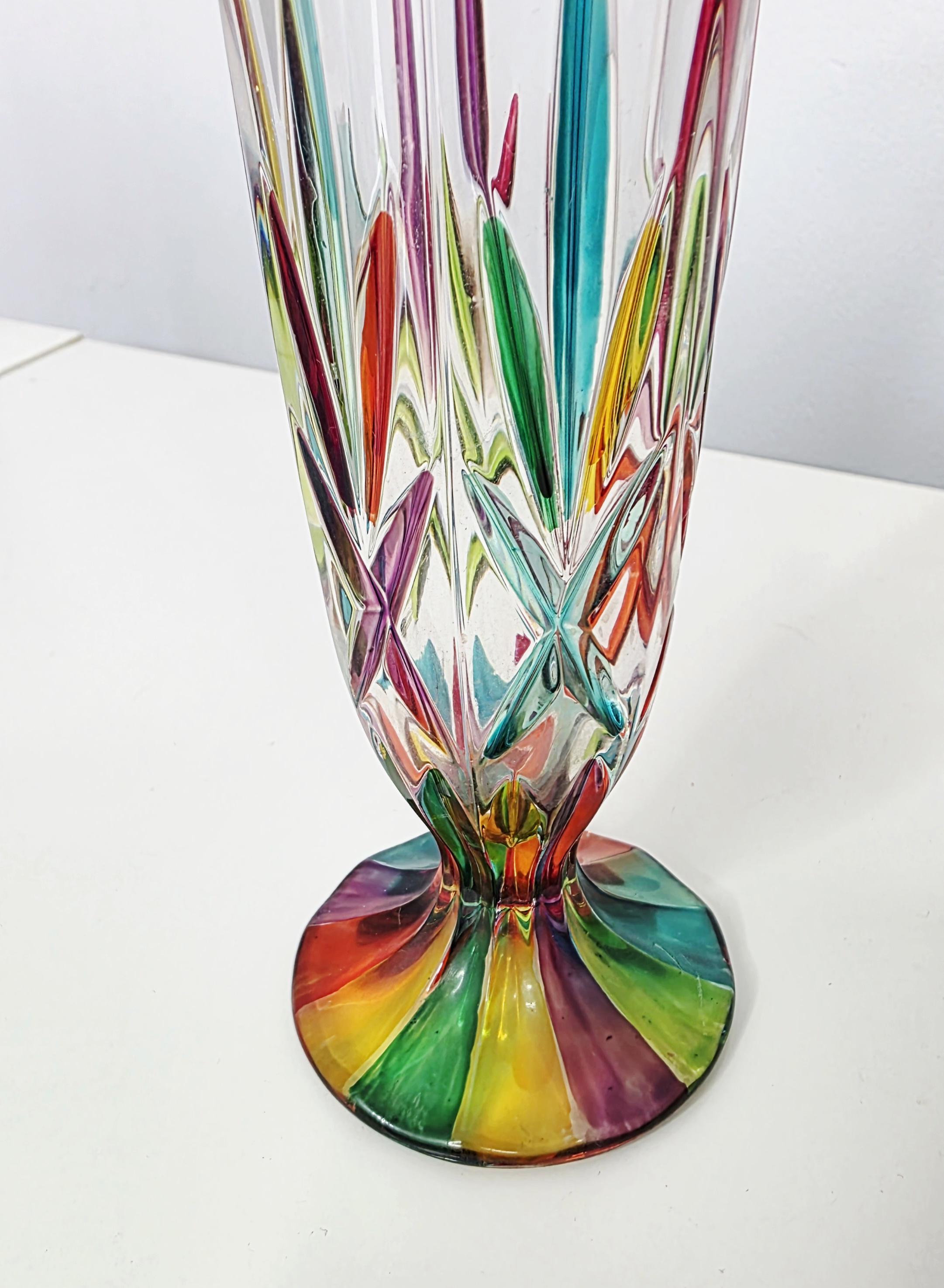 Vintage Rainbow Due Zeta Venezia Hand-decorated Italian Art Glass