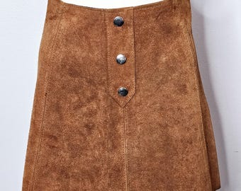 Vintage 1960s Suede Mini Skirt, A-Line, Boho, XS, *AS IS*