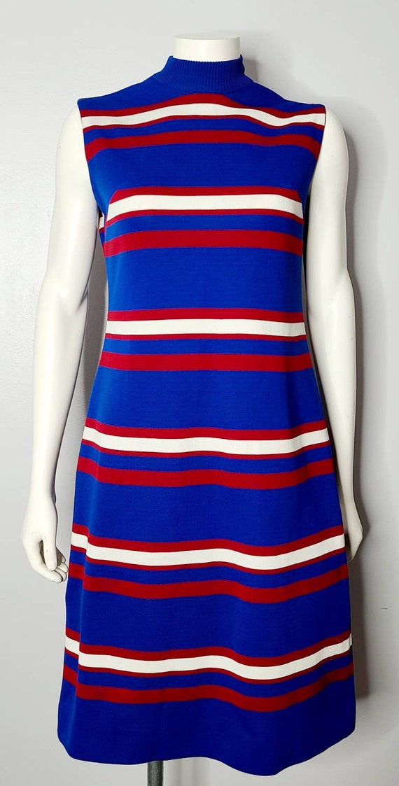 Red White and Blue Dress Vintage Shift 
