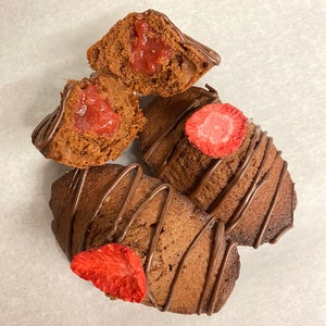 Chocolate Madeleines with Strawberry Couli Filling image 2