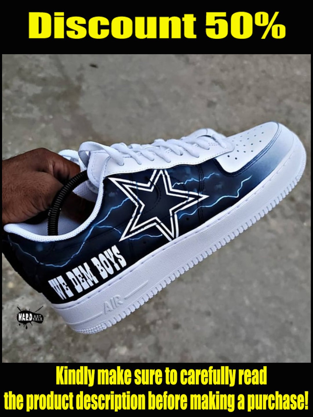 Custom Dallas Cowboys Air Force 1, Cowboys Football Shoes, AF1 Custom