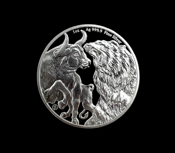 Wall Street - Bull and Bear - 1 oz. Silver Coin - 999.9 Fine Silver - Limited Edition