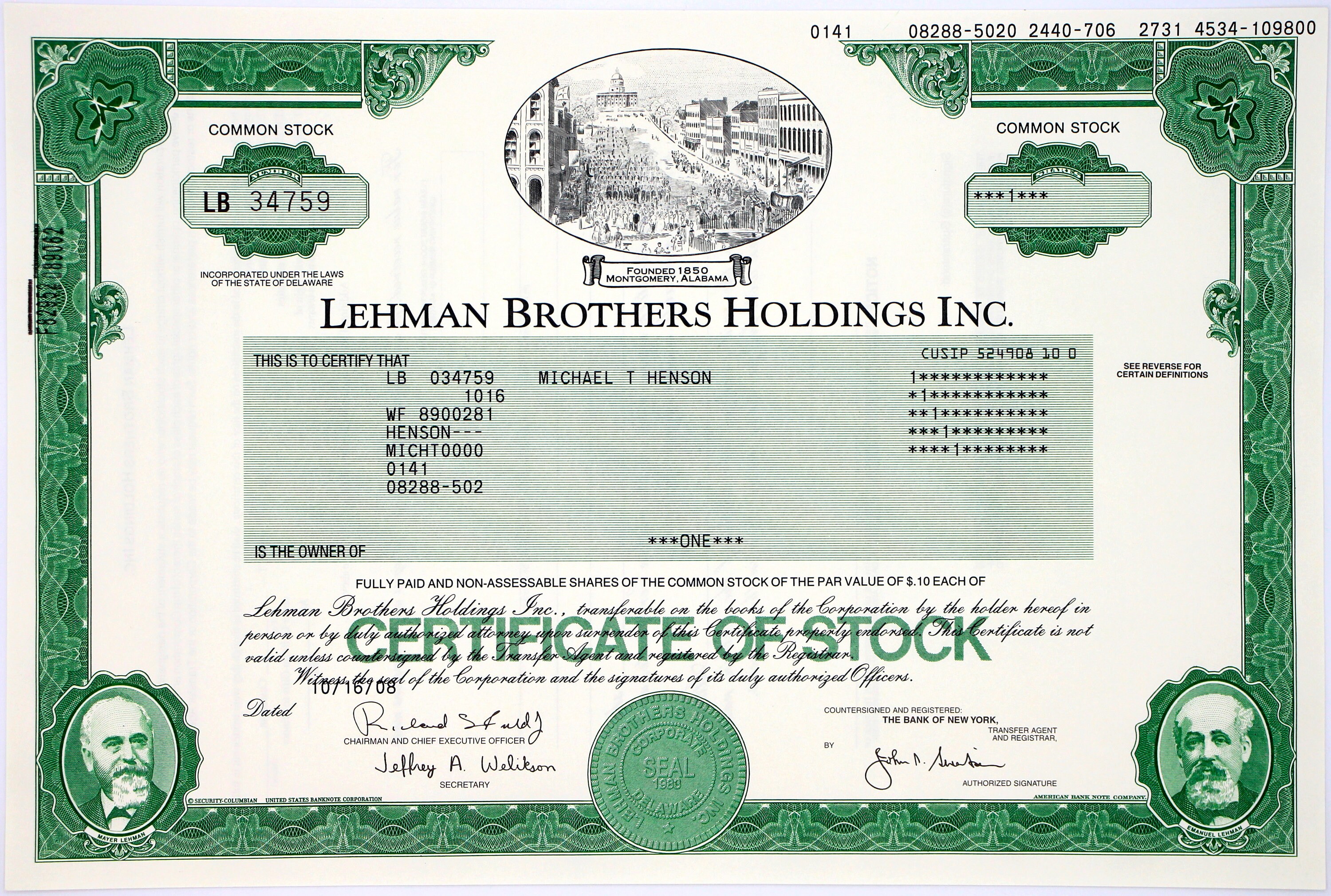 RARE Lehman Brothers Holdings Inc Stock Certificate 2008 Etsy UK RARE Lehman Brothers Holdings Inc Stock Certificate 2008 Etsy UK