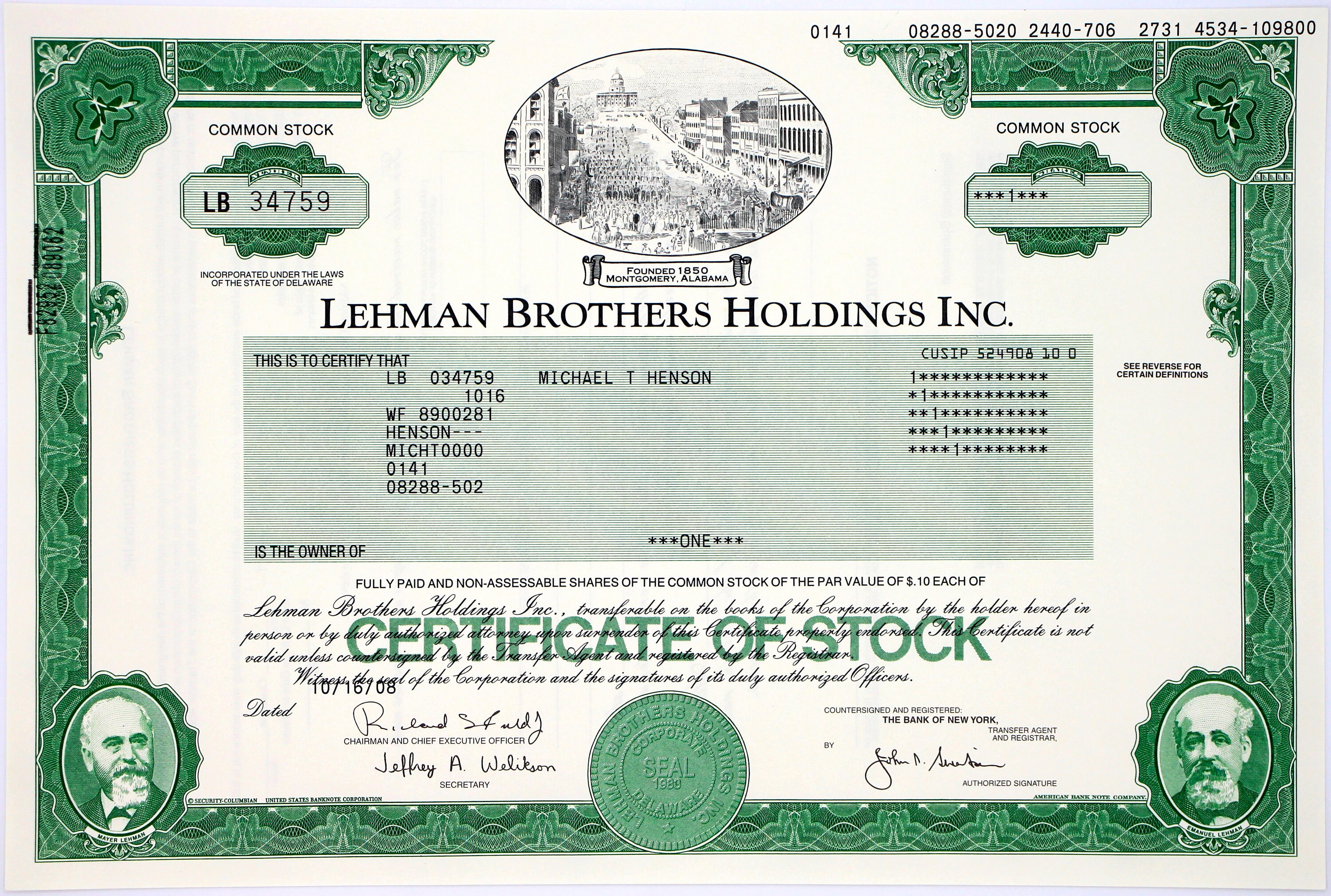 Lehman Brothers Stock Chart 2008