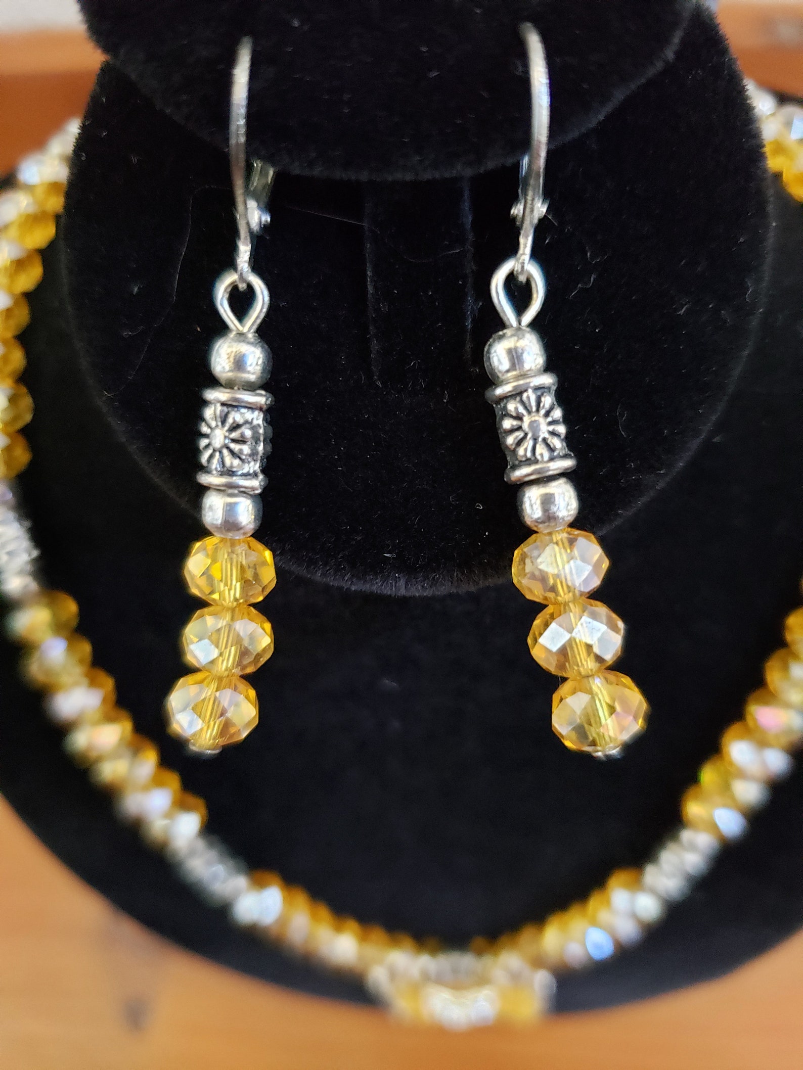 Yellow Necklace and Earrings Set Etsy UK