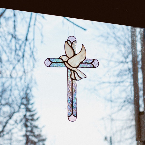 Stained Glass Cross Suncatcher Pattern Download, Easy Stained Glass Pattern, Stained Glass Pattern Digital Download, Glass Suncatcher DIY