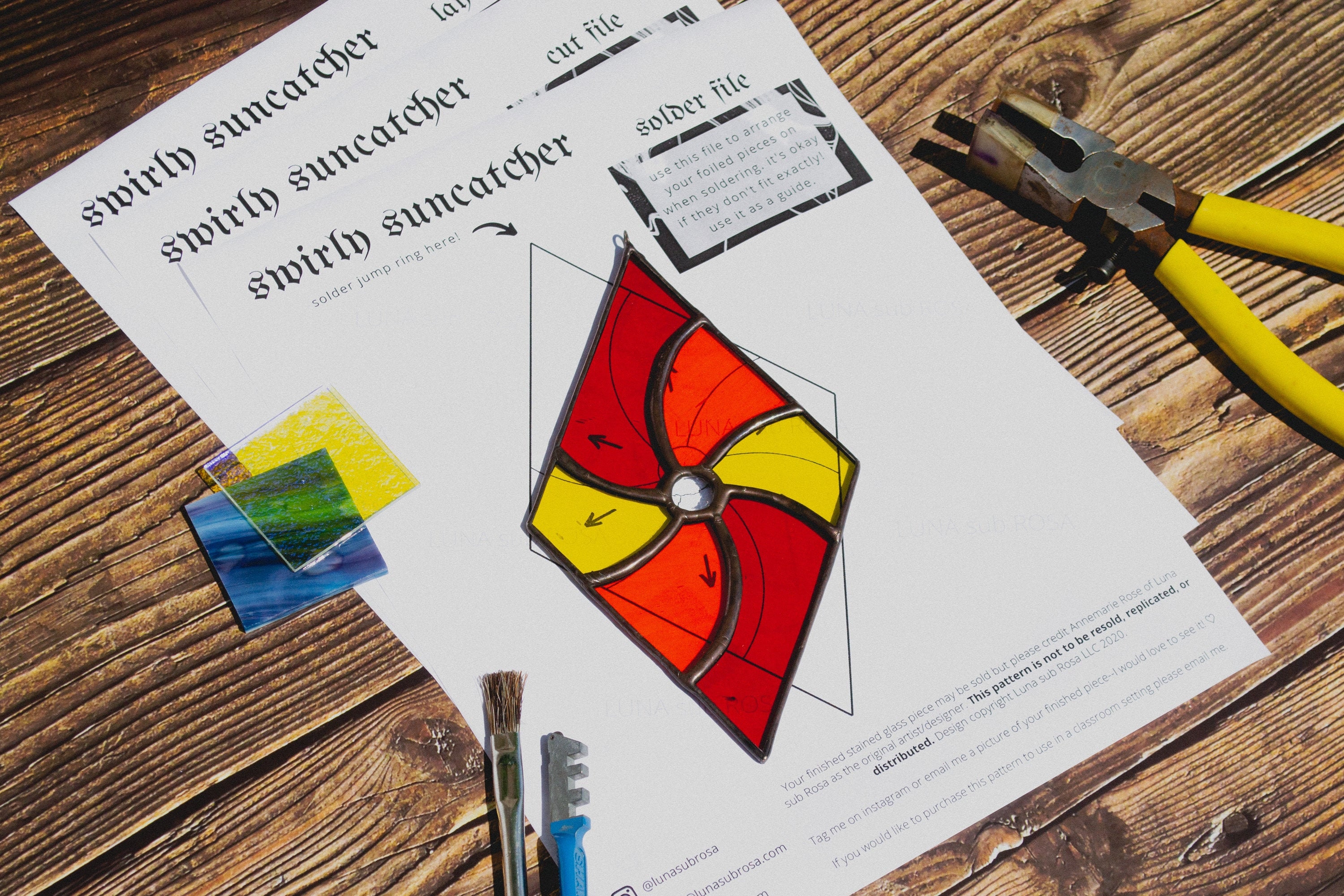 Stained Glass Suncatcher Pattern Download Beginner Stained Etsy