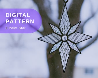 Glasmalerei Weihnachten Muster Suncatcher Weihnachten Anfänger Stained Glass Pattern DIY Weihnachten Geschenkidee Digital Download Glass Suncatcher Basteln