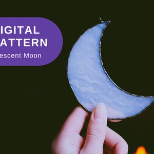Moon Stained Glass Pattern Easy Stained Glass Pattern Digital Download DIY Moon Suncatcher Beginner Stained Glass Pattern Stained Glass DIY