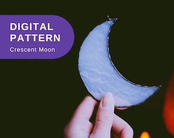 Mond Stained Glass Muster Einfache Stained Glass Pattern Digital Download DIY Moon Suncatcher Anfänger Stained Glass Pattern Buntglas DIY