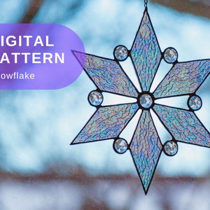 Stained Glass Pattern Winter Snowflake Stained Glass Pattern Christmas Beginner Stained Glass Easy Holiday Gift Stained Glass Lover