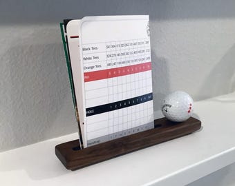 Walnut Golf Ball & Scorecard Display Holder - Memorabilia, Hole-in-One, or Favorite Round Keepsakes