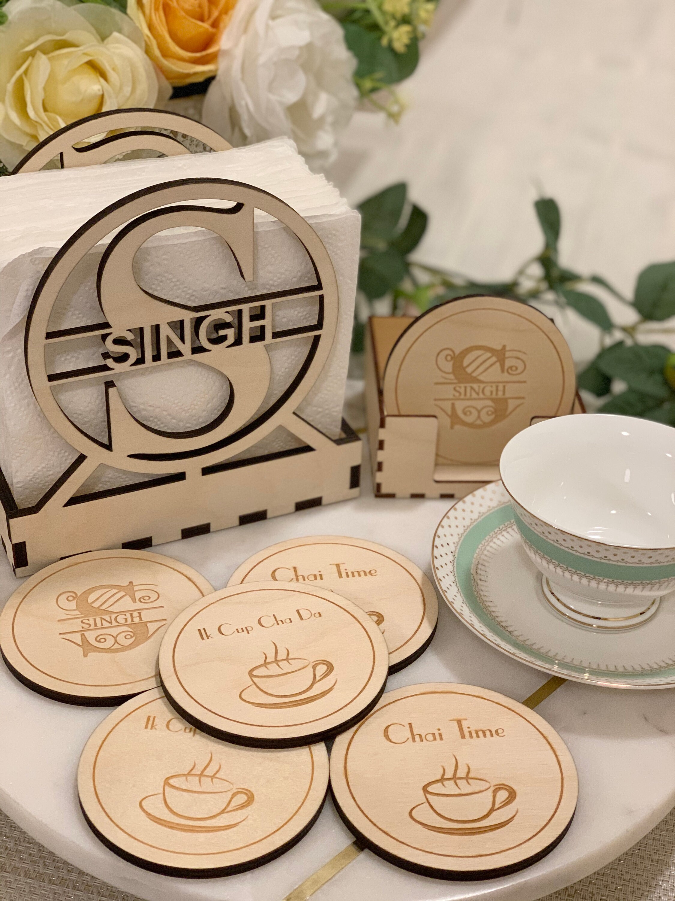 Personalized Coasters and Napkin Holder Rustic Wood Coaster Etsy