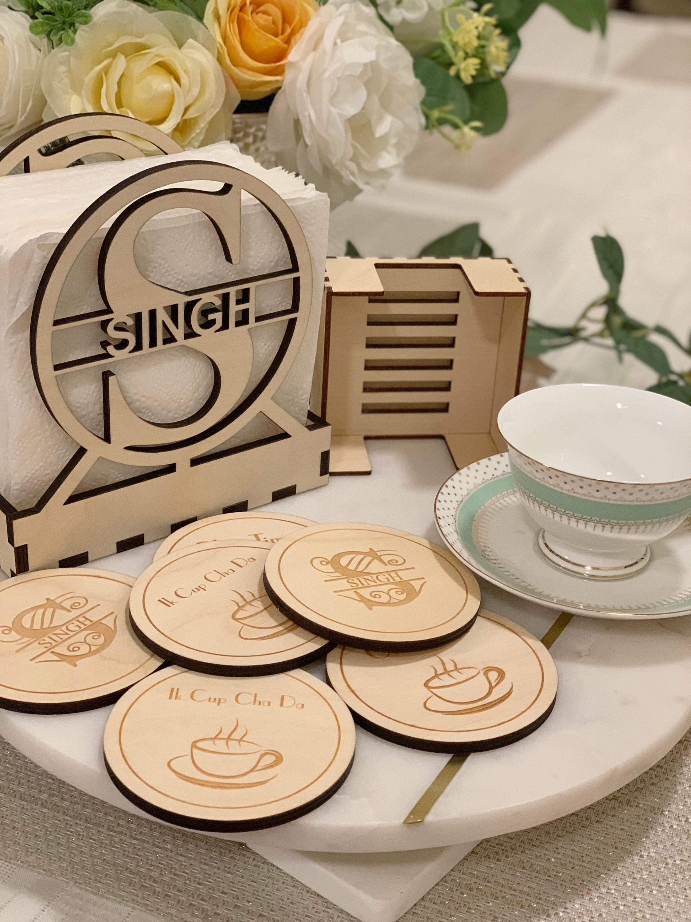 Personalized Coasters and Napkin Holder Rustic Wood Coaster Etsy