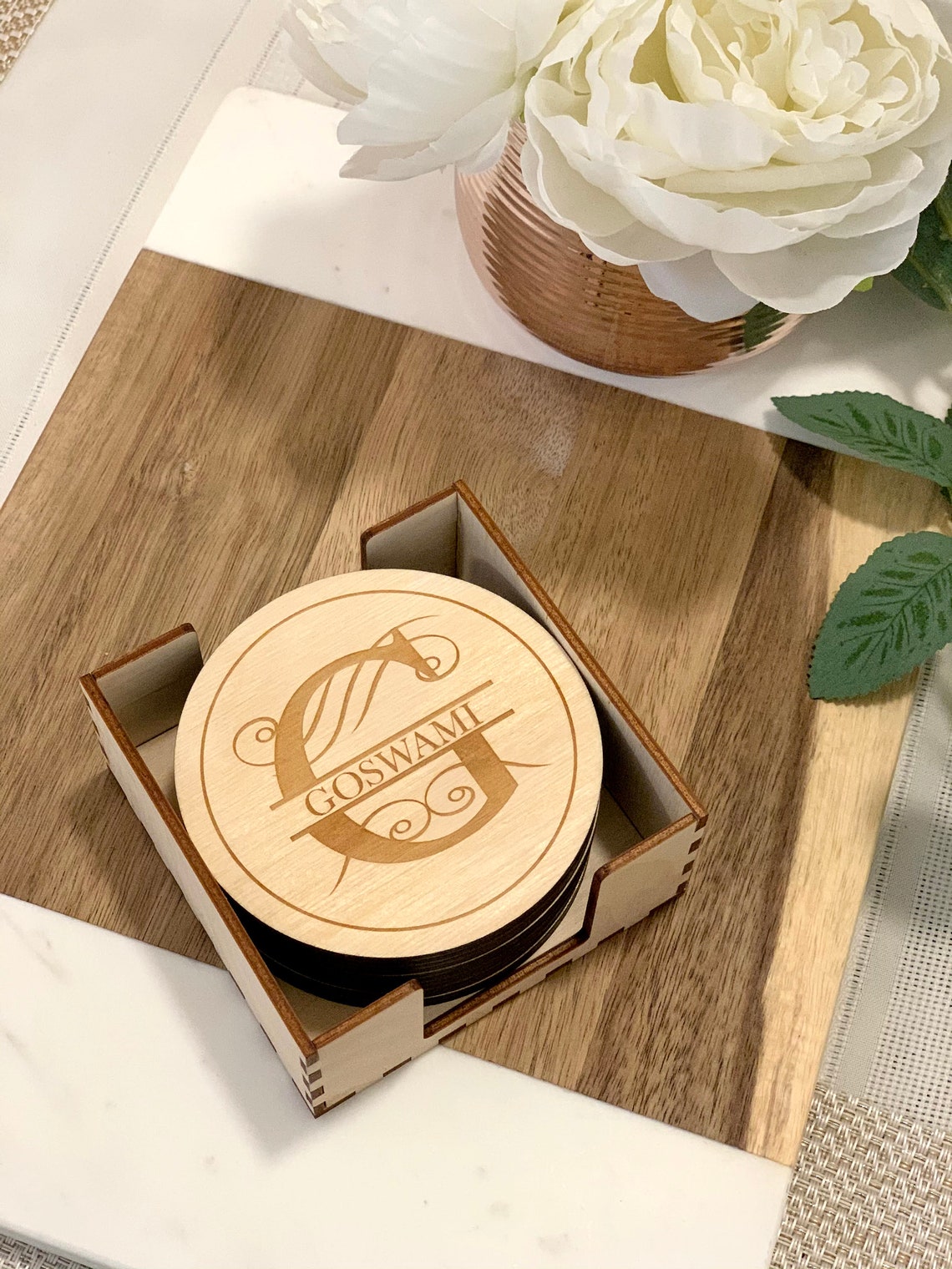 Personalized Coasters Engraved Coaster Setmonogrammed Gift Etsy