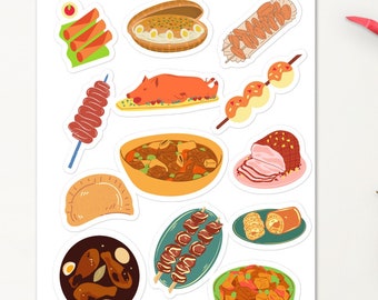 好きなフィリピン料理のステッカーシート/食べ物ステッカー/メモ帳ステッカー/コンピュータステッカー/かわいい食べ物ステッカー/フィリピンステッカー