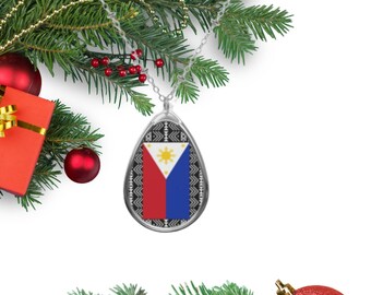 Philippinische Flagge Schmuck / Philippinische Flagge Oval Halskette / Messing Halskette - Filipina Pride / Patriotischer Schmuck einzigartiges Geschenk für sie