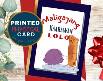 lolo Birthday card/ Lolo Maligayang kaarawan Tagalog Filipino Greeting card/ Fave Ube and Lumpia Food graphic