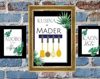 3 sets wall art frame Filipino- Kusina ni Mader wall art printable digital download/ Mother&#39;s day gift art prints/ Moms Kitchen printable