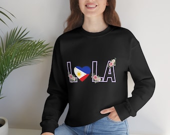Lola sweater/ lola Unisex Heavy Blend Crewneck Sweatshirt/ Lola's Christmas gift/ Filipina gifts/ Philippine flag heart- grandma sweatshirt