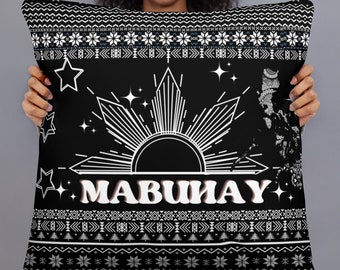 Mabuhay Basic Pillow/ Mabuhay Philippines pillow/ Philippine map pillow/ Philippines flag sun pillow/ Christmas gift filipino pride