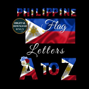 Philippine flag Alphabet/ Philippine flag letters/ Pilipino flag clip art for personal and commercial use/