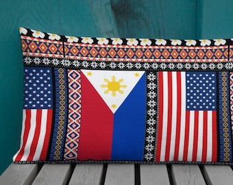 Philippines flag Pillow and United States flag Pillow/ Premium Pillow front & back design  Parol ornament Pillow/ Tarsier Pillow Home decor