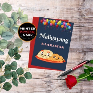 Maligayang kaarawan Tagalog birthday Greeting card/ Filipino birthday greetings card/ Rice at Pansit clip art maligayang kaarawan