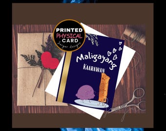 Birthday Greeting card Cute food art Ube and Lumpia Maligayang kaarawan Tagalog- Filipino Birthday card/ Filipino food graphic
