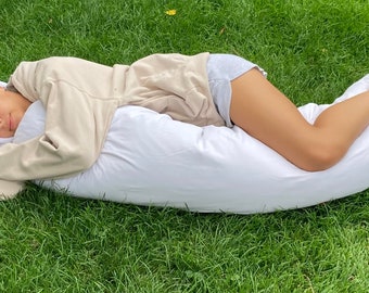 Teen Bean Body Pillow for Teens/Small Adults - Organic Kapok & Cotton - Support For Better Sleep - 4'6" Long, 10" Dia. (Medium Size)