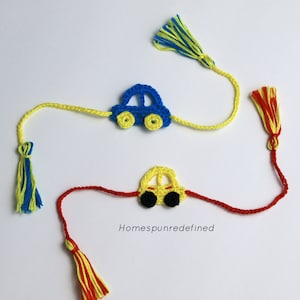 Rakhi para niños, primer Rakshabandhan, coche Rakhi, crochet Rakhi, Rakhi para bebé, Rakhi para niños pequeños, pulsera Rakhi, Rakhri