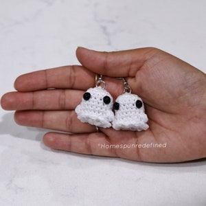 Crochet Pumpkin Earrings, Stuffed  Pumpkin Earrings, Ghost Earrings, Skull Earrings