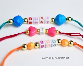 Custom Rakhi for kids,  Bracelet, Kids Rakhi Bracelet, Personalized Bracelet Gift, Name Bracelet