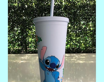 Vaso de vinilo adhesivo con diseño de flores