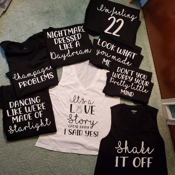 Popular Song Lyric Shirts for T Swift Country Bachelorette Party, Bride Bridesmaids & Maid or Matron of Honor Tank Tops, Country Music Song