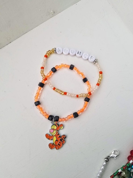 Disney's Tigger Charm Stretch Bracelet Set, Glass Beads, Bounce Bracelet,  Pooh Bear and Friends, Character Bracelet for Children or Adults 