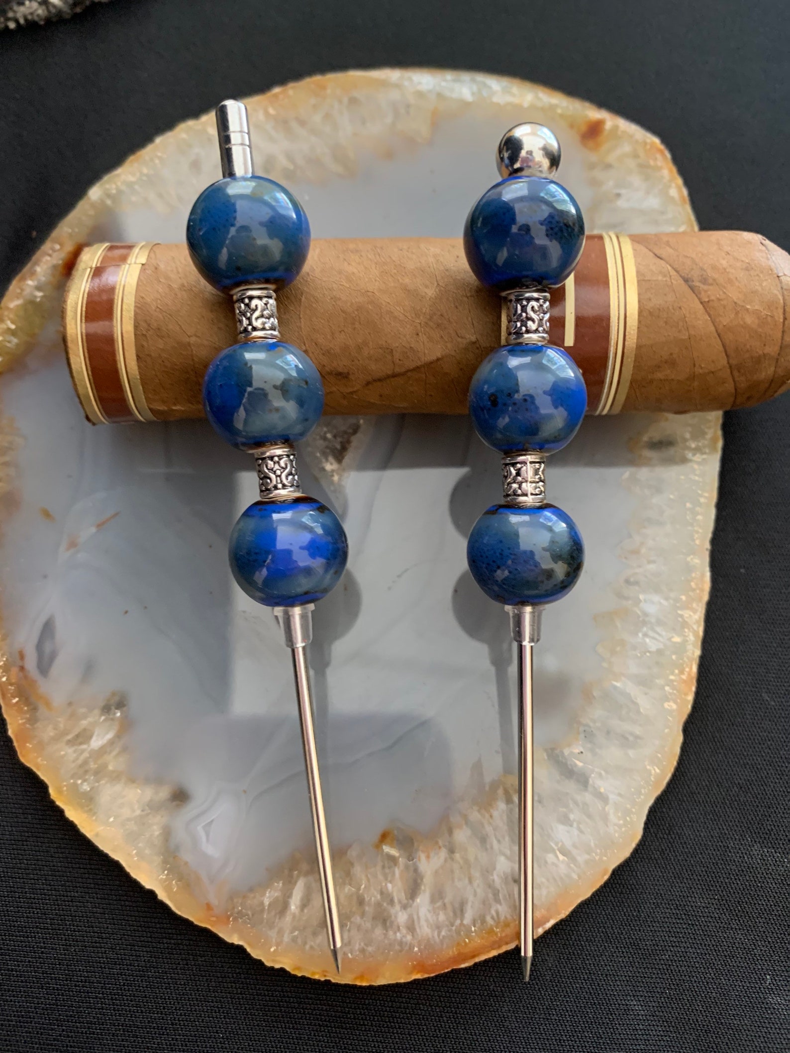 Cigar Nubber Stainless Steel Beaded Cigar Pick Etsy