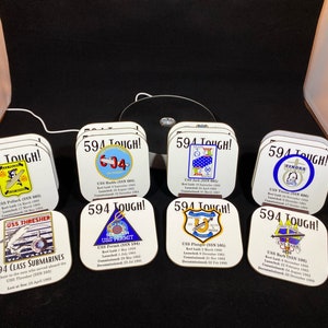 594 Class Submarine Coasters - 16 Coasters with holders in full color!