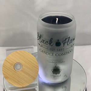 Halloween Glasdose Kerze - Schwarze Flammen Kerze