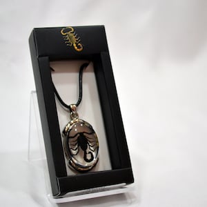 Black Scorpion Necklace, Metal Oval