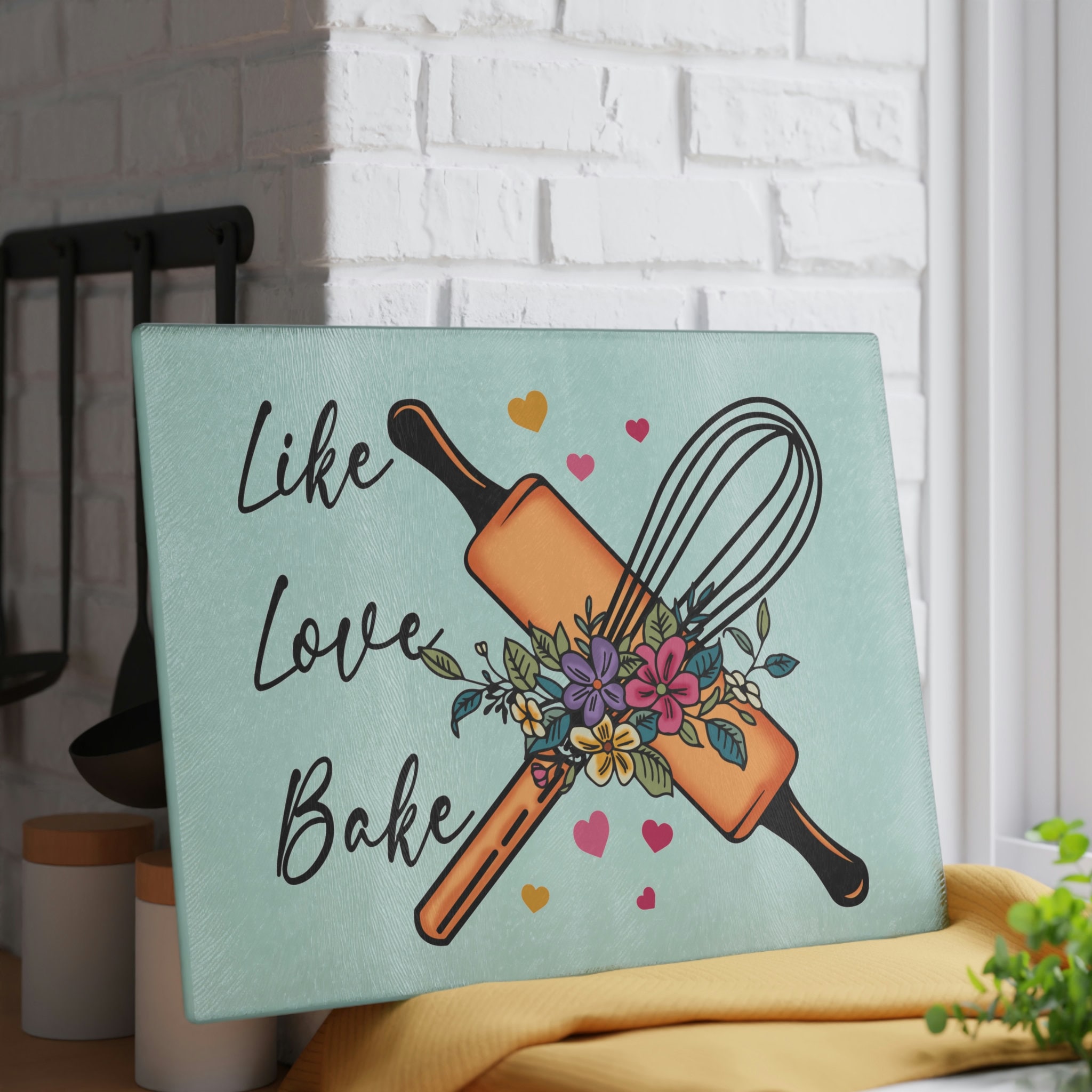 ガラスのカッティングボード - 好き、愛、焼く - Etsy 日本