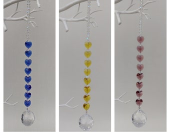 Heart suncatcher, glass bead suncatcher, rainbow maker, sun catcher, Fengshui suncatcher, crystal suncatcher, gift for her, birthday gift